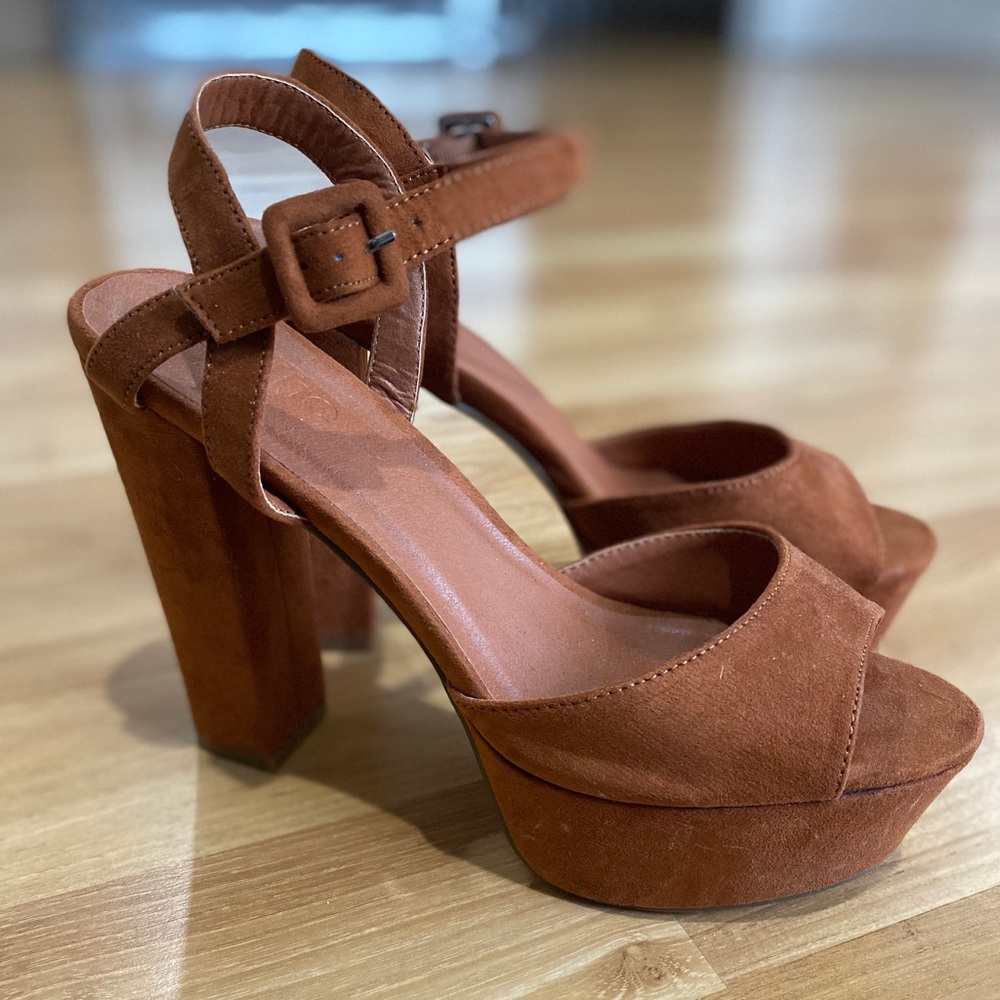 Rust Colored Suede Platform Sandals - image 1